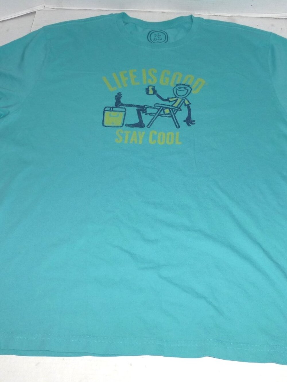 Life is Good Crusher Tee Stay Cool Classic Fit Men's T-Shirt Size: XXL Turquoise